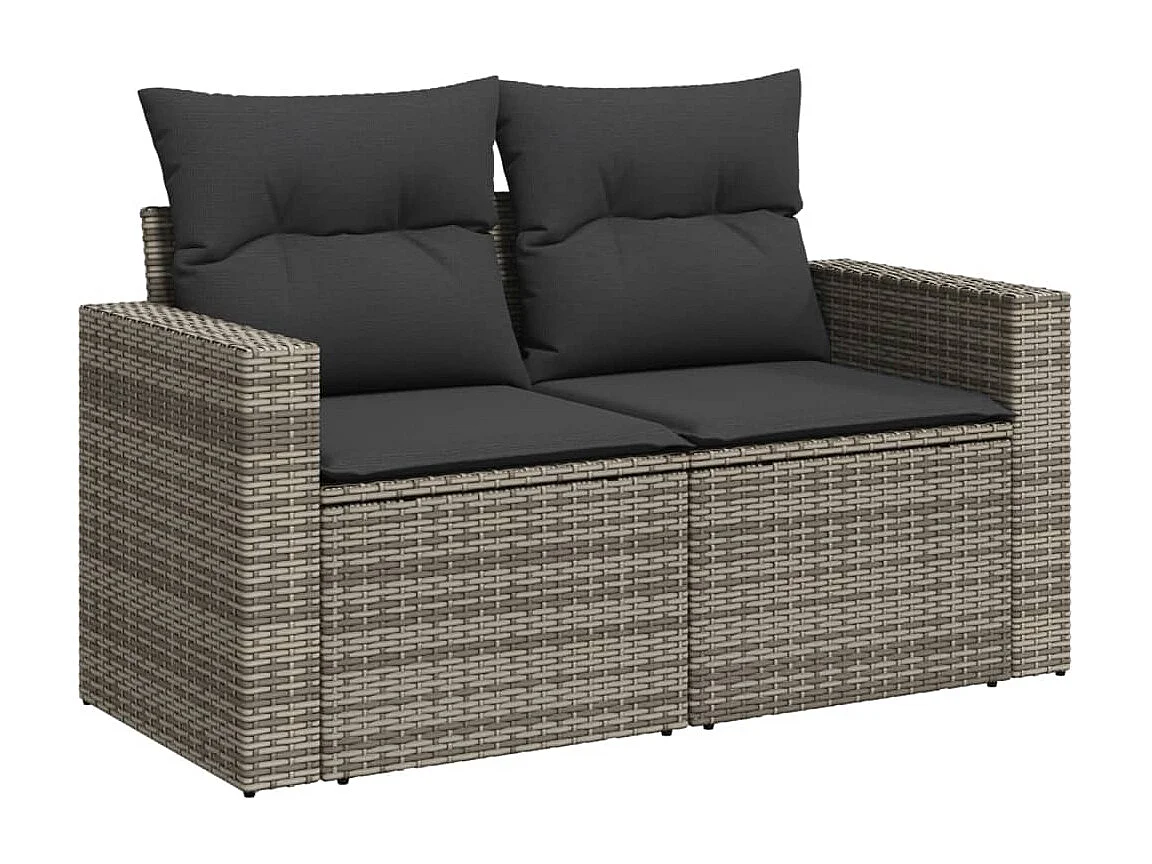 Garden Furniture - Set Divani da Giardino 11 pz con Cuscini in Polyrattan Grigio