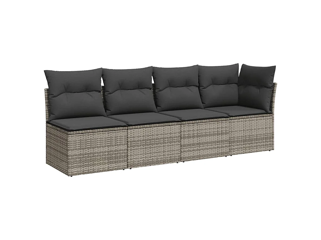 Garden Furniture - Set Divani da Giardino 11 pz con Cuscini in Polyrattan Grigio