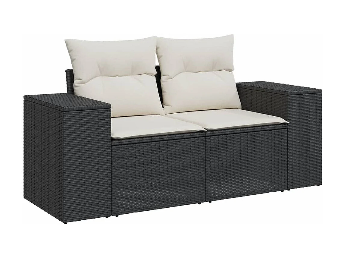 Garden Furniture - Salon de jardin 10 pcs avec coussins noir résine tressée
