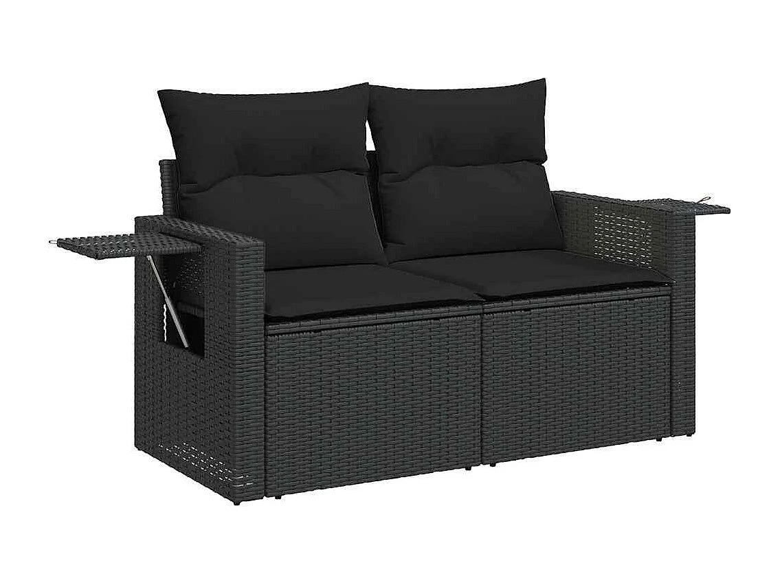Garden Furniture - Salon de jardin 10 pcs avec coussins noir résine tressée