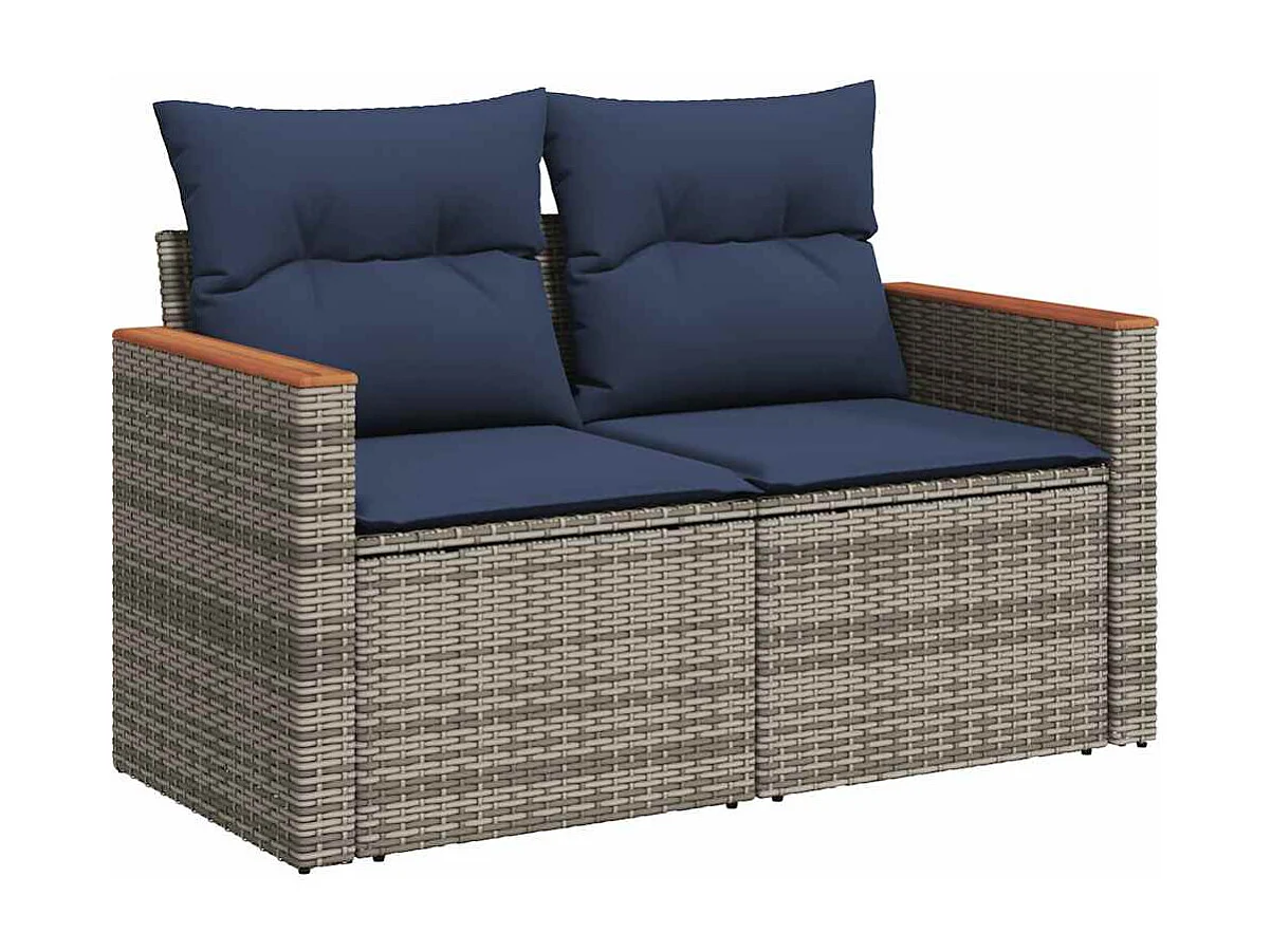 Garden Furniture - Set Divani da Giardino 11 pz con Cuscini in Polyrattan Grigio