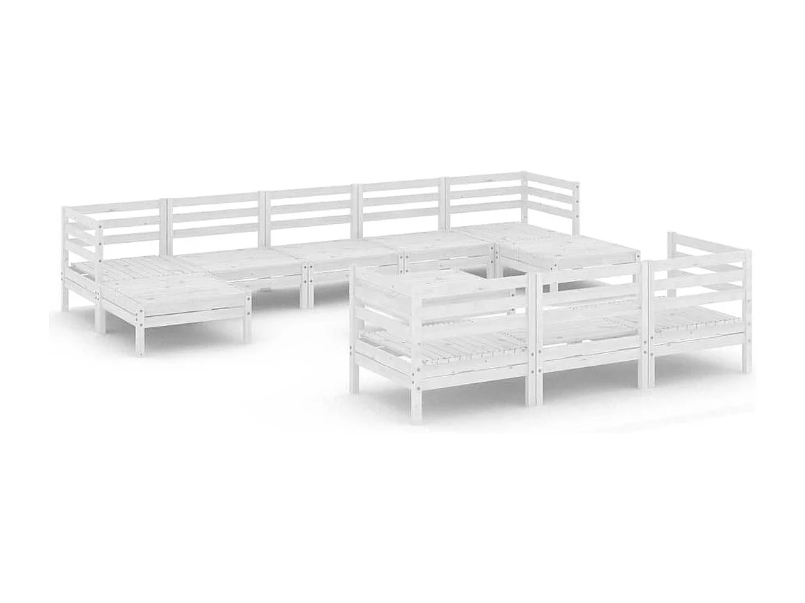 11 pcs conjunto lounge de jardim pinho maciço branco