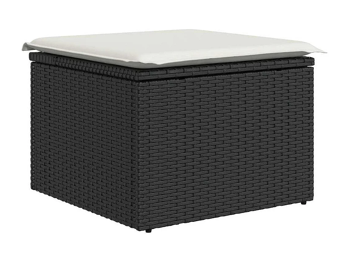 10 pcs conjunto sofás de jardim c/ almofadões vime PE preto