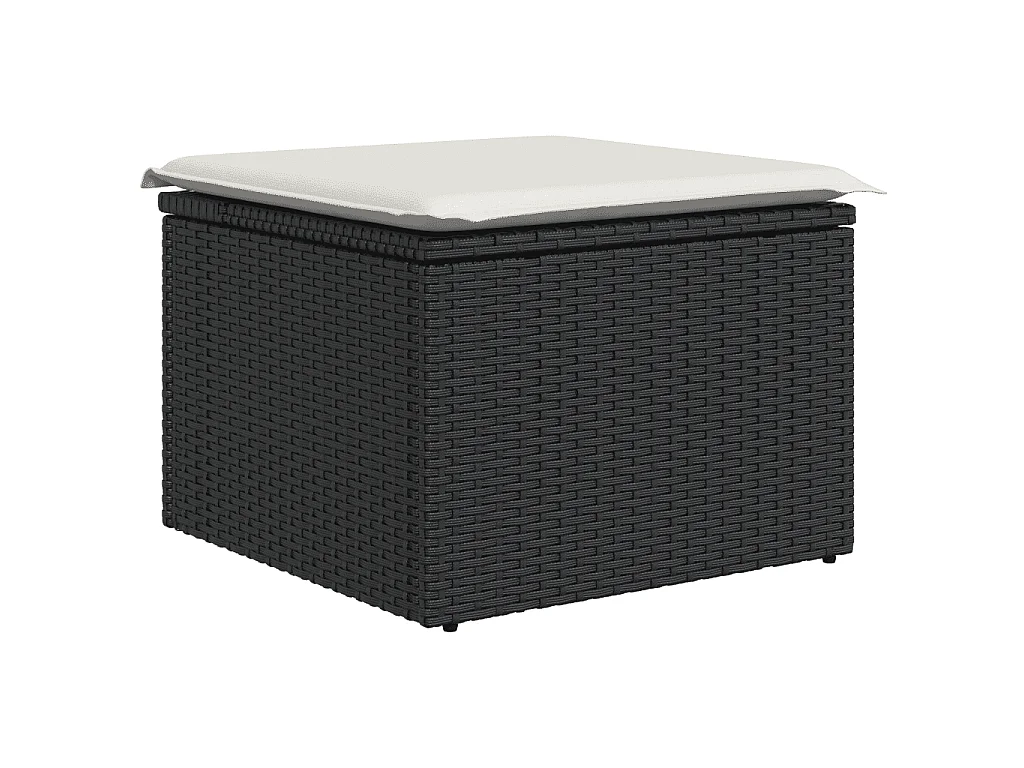 Garden Furniture - 10-tlg. Garten-Sofagarnitur mit Kissen Schwarz Poly Rattan