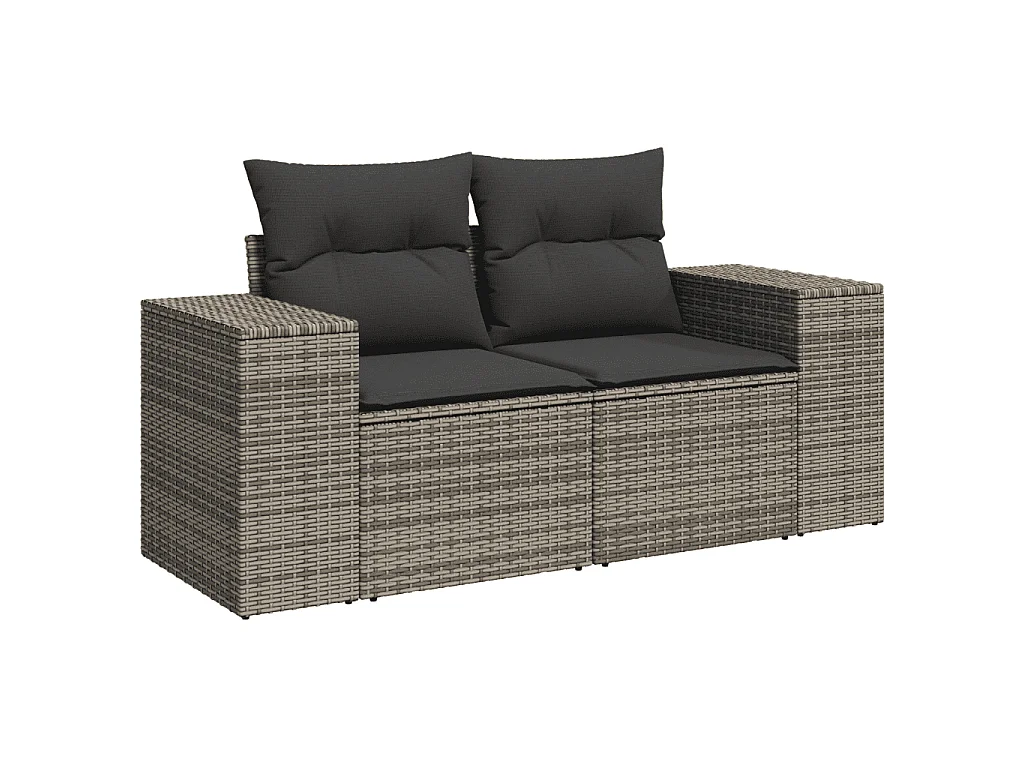 Garden Furniture - Set Divani da Giardino 11 pz con Cuscini in Polyrattan Grigio