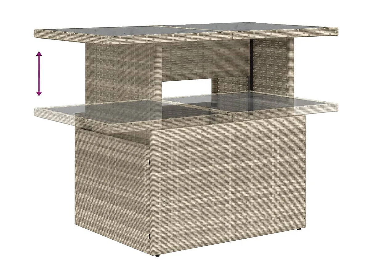 Garden Furniture - 11-tlg. Garten-Sofagarnitur mit Kissen Hellgrau Poly Rattan