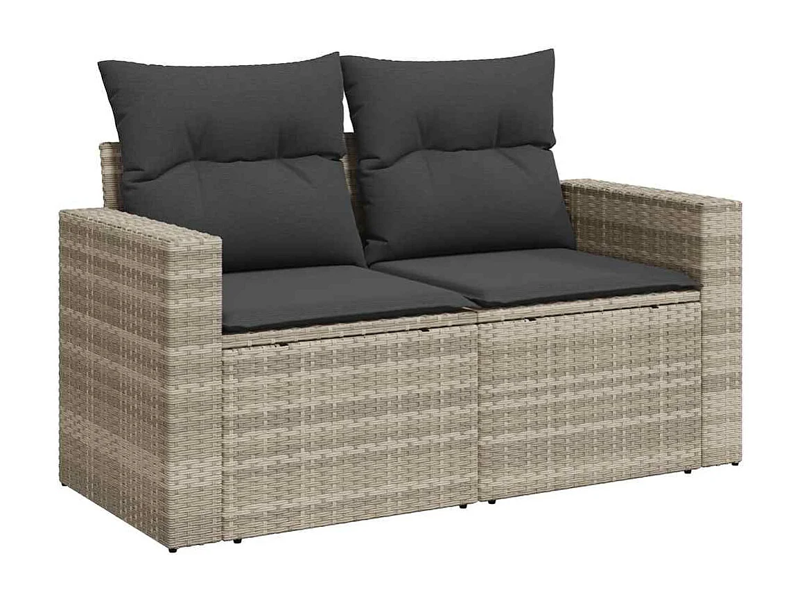 Garden Furniture - Salon de jardin 11 pcs avec coussins gris clair résine tressée