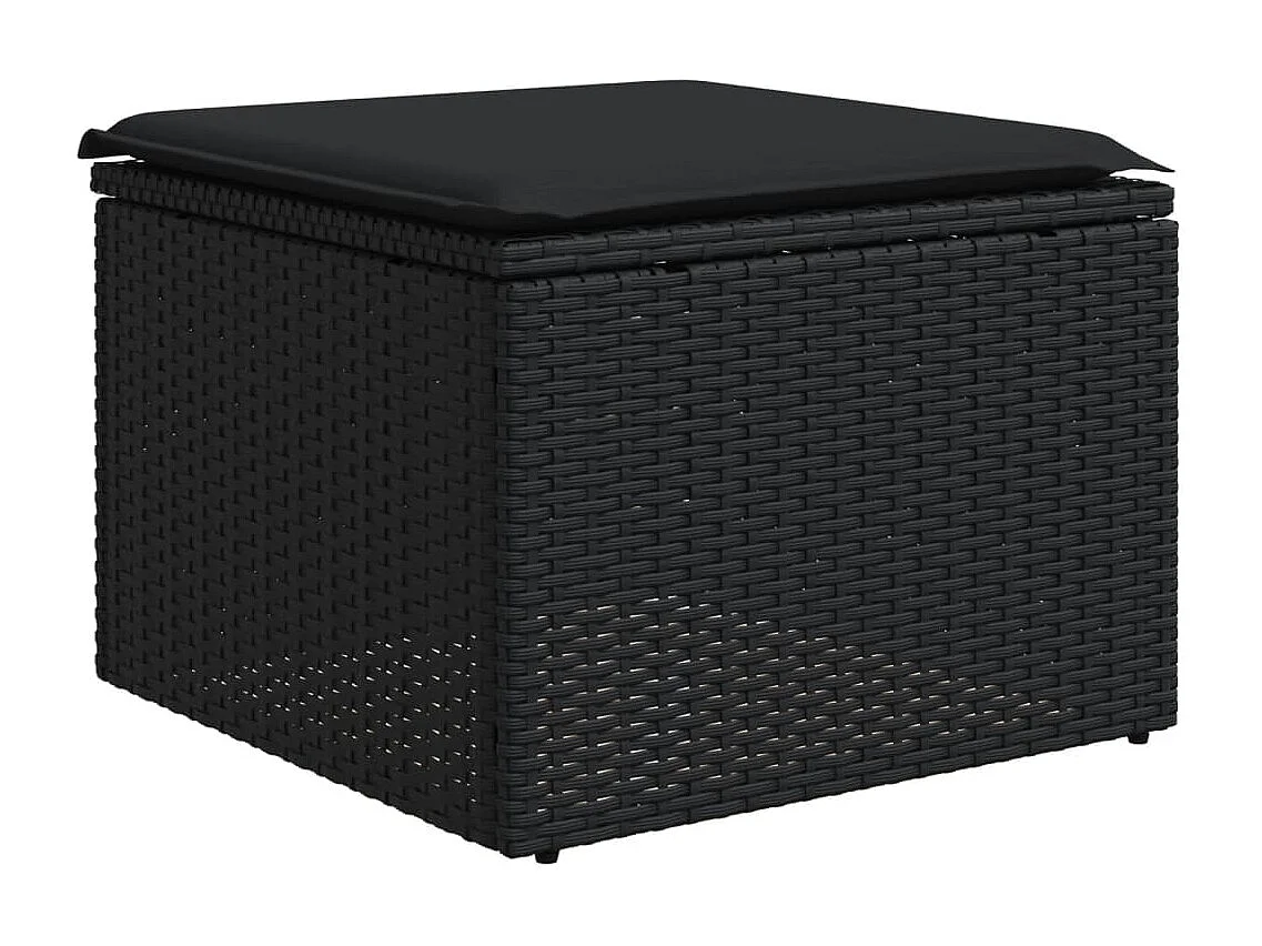 Garden Furniture - 10-tlg. Garten-Sofagarnitur mit Kissen Schwarz Poly Rattan