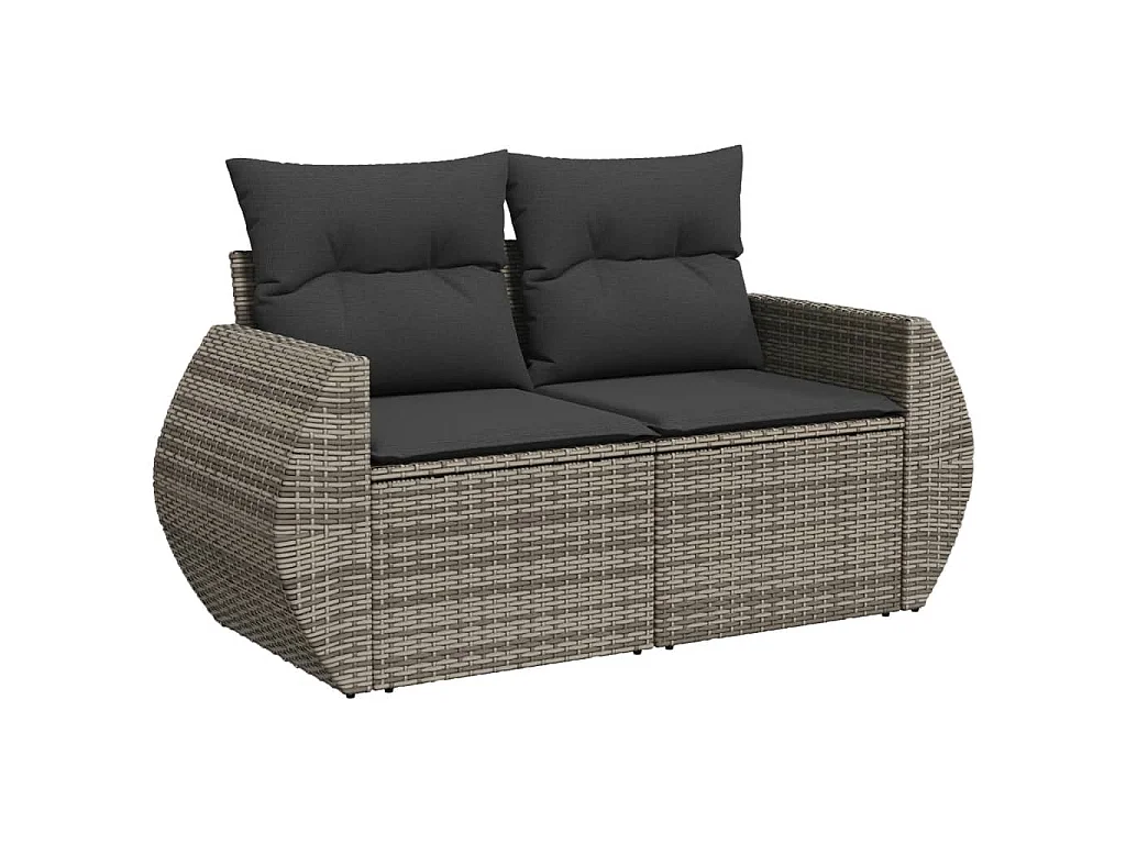 Garden Furniture - Set Divani da Giardino 11 pz con Cuscini in Polyrattan Grigio