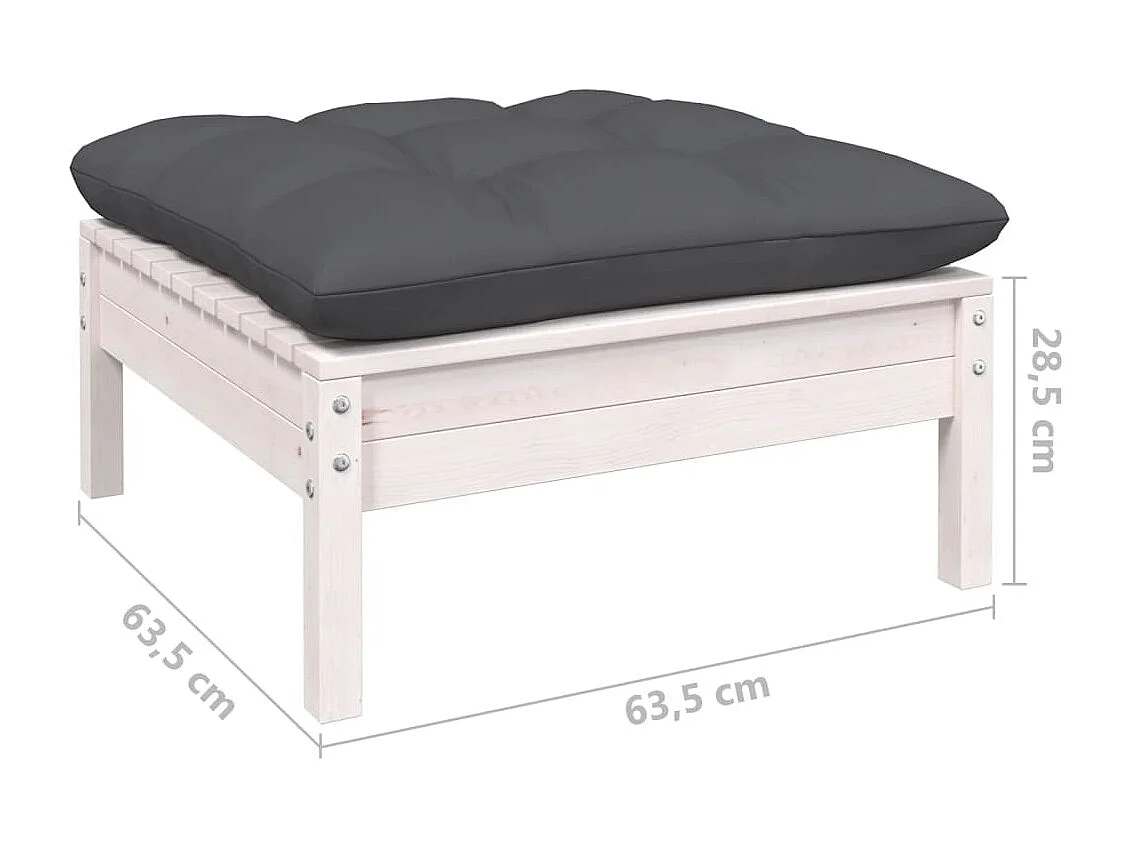 11 pcs conjunto lounge de jardim c/ almofadões pinho branco