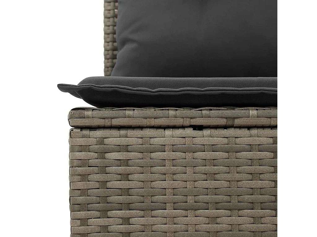 Garden Furniture - 11-tlg. Garten-Sofagarnitur mit Kissen Grau Poly Rattan