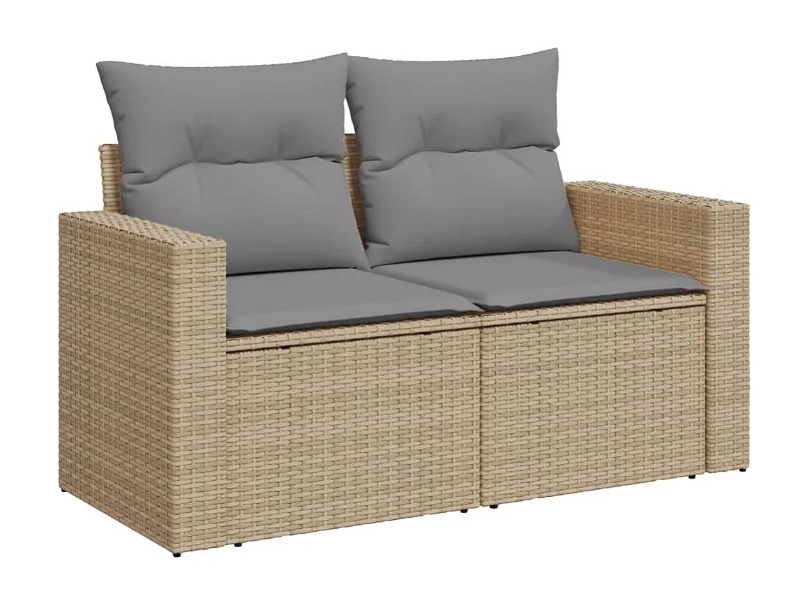 Garden Furniture - Salon de jardin 11 pcs avec coussins beige résine tressée