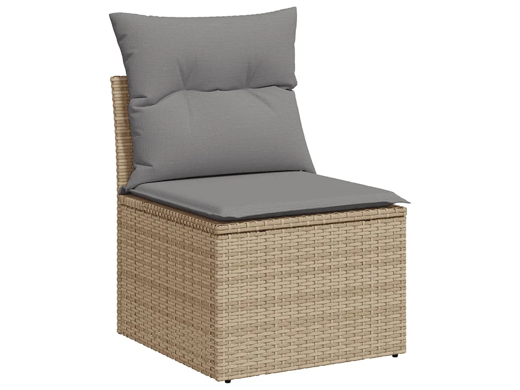 Garden Furniture - Salon de jardin 11 pcs avec coussins beige résine tressée