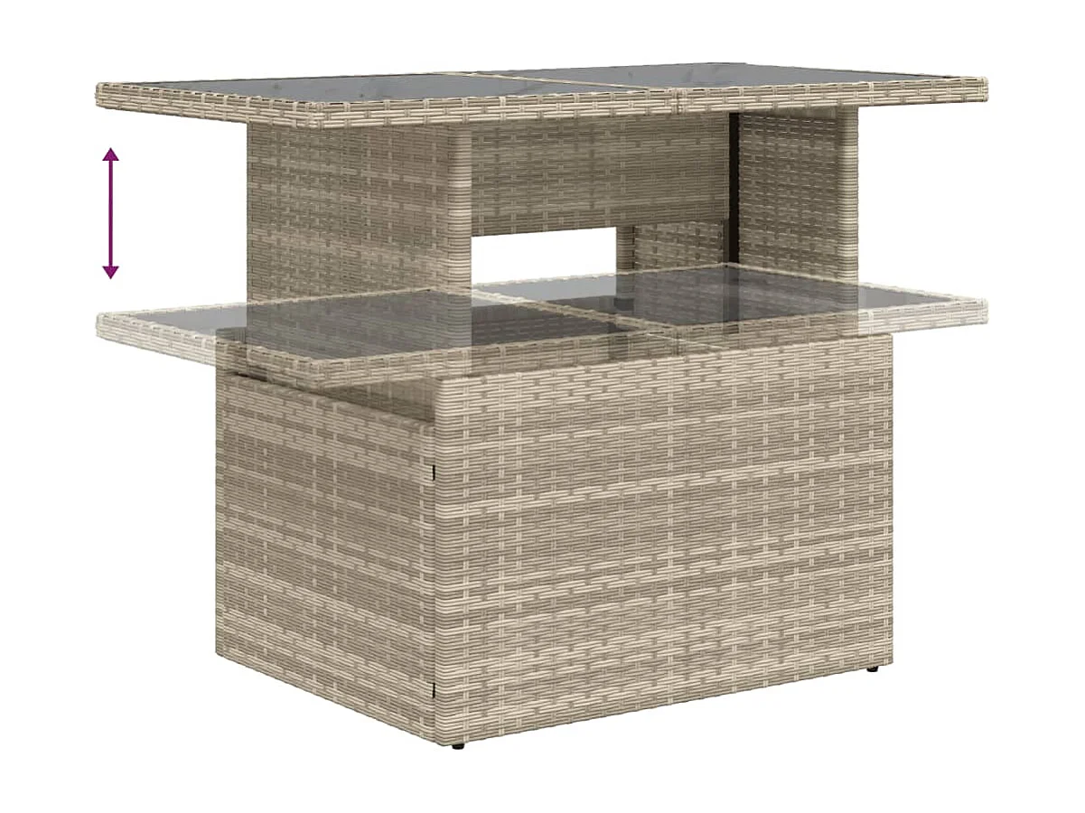 Garden Furniture - 11-tlg. Garten-Sofagarnitur mit Kissen Hellgrau Poly Rattan
