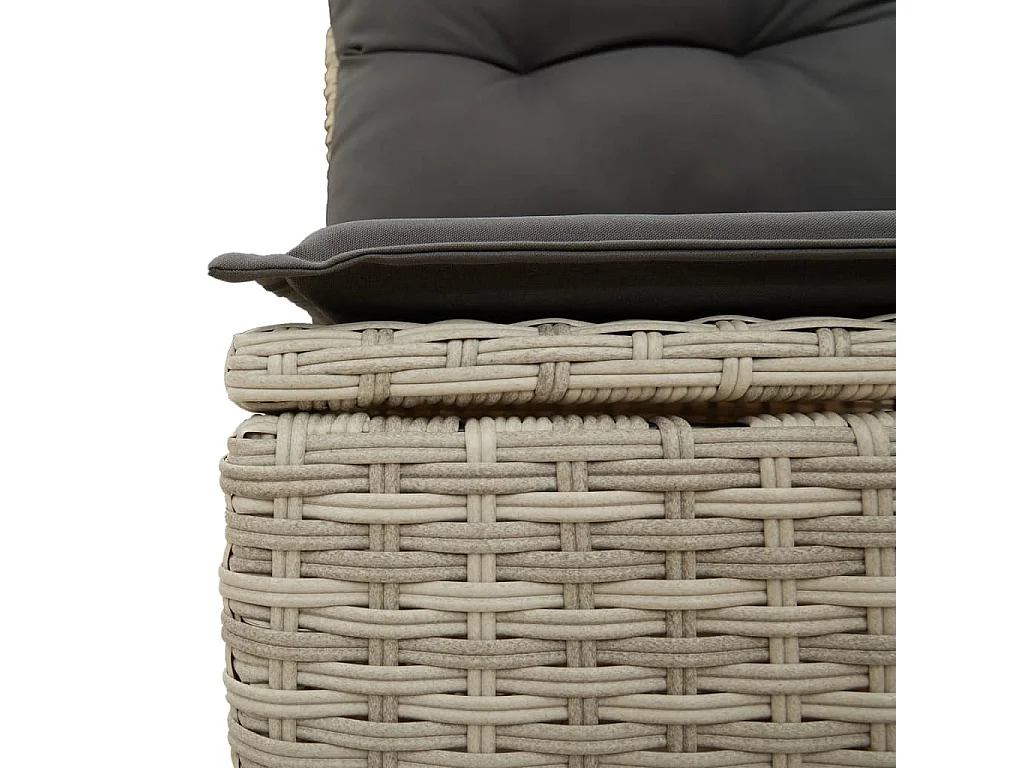 Garden Furniture - 11-tlg. Garten-Sofagarnitur mit Kissen Hellgrau Poly Rattan