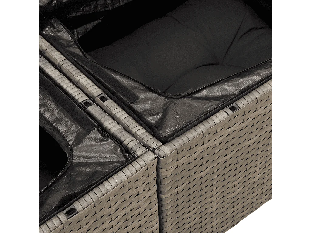 Garden Furniture - 11-tlg. Garten-Sofagarnitur mit Kissen Grau Poly Rattan