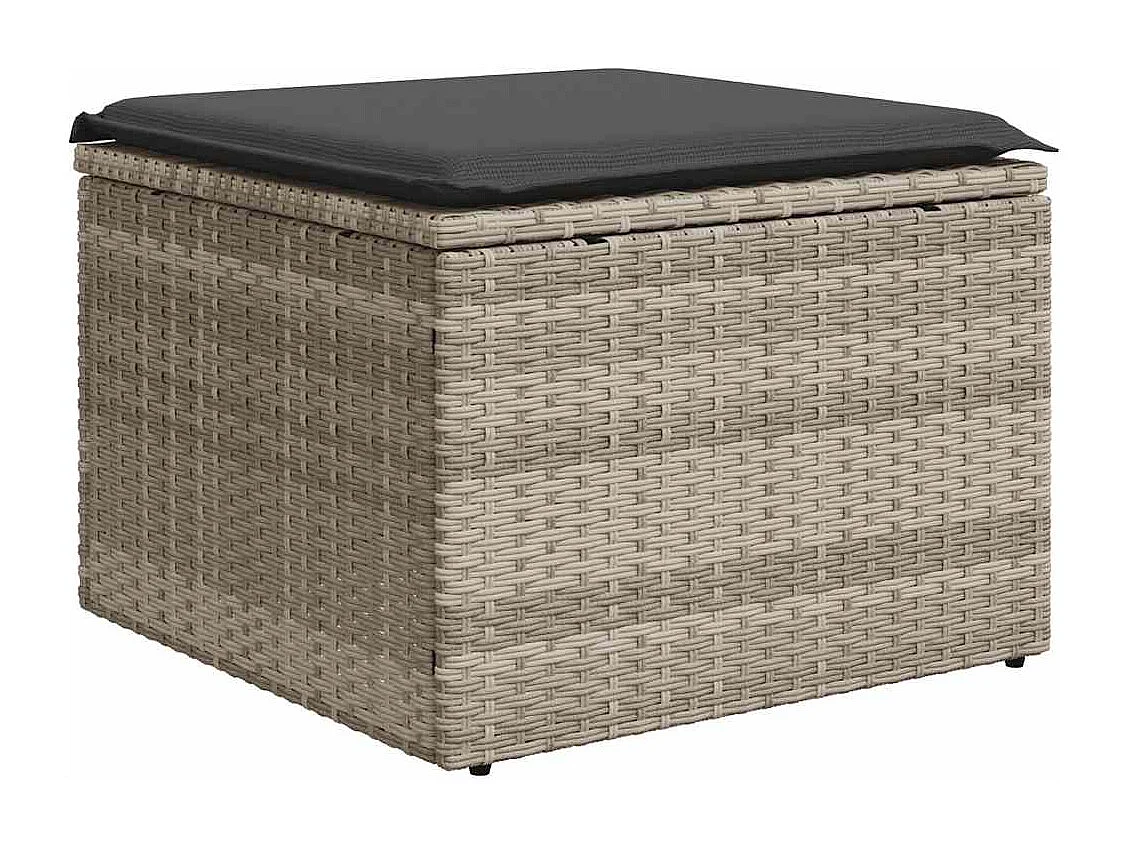 Garden Furniture - 11-tlg. Garten-Sofagarnitur mit Kissen Hellgrau Poly Rattan