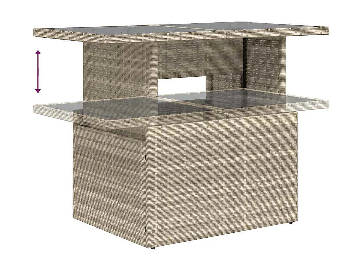 Garden Furniture - 11-tlg. Garten-Sofagarnitur mit Kissen Hellgrau Poly Rattan