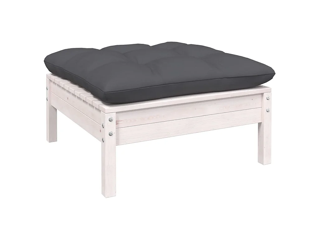 11 pcs conj. lounge de jardim c/ almofadões pinho maciço branco