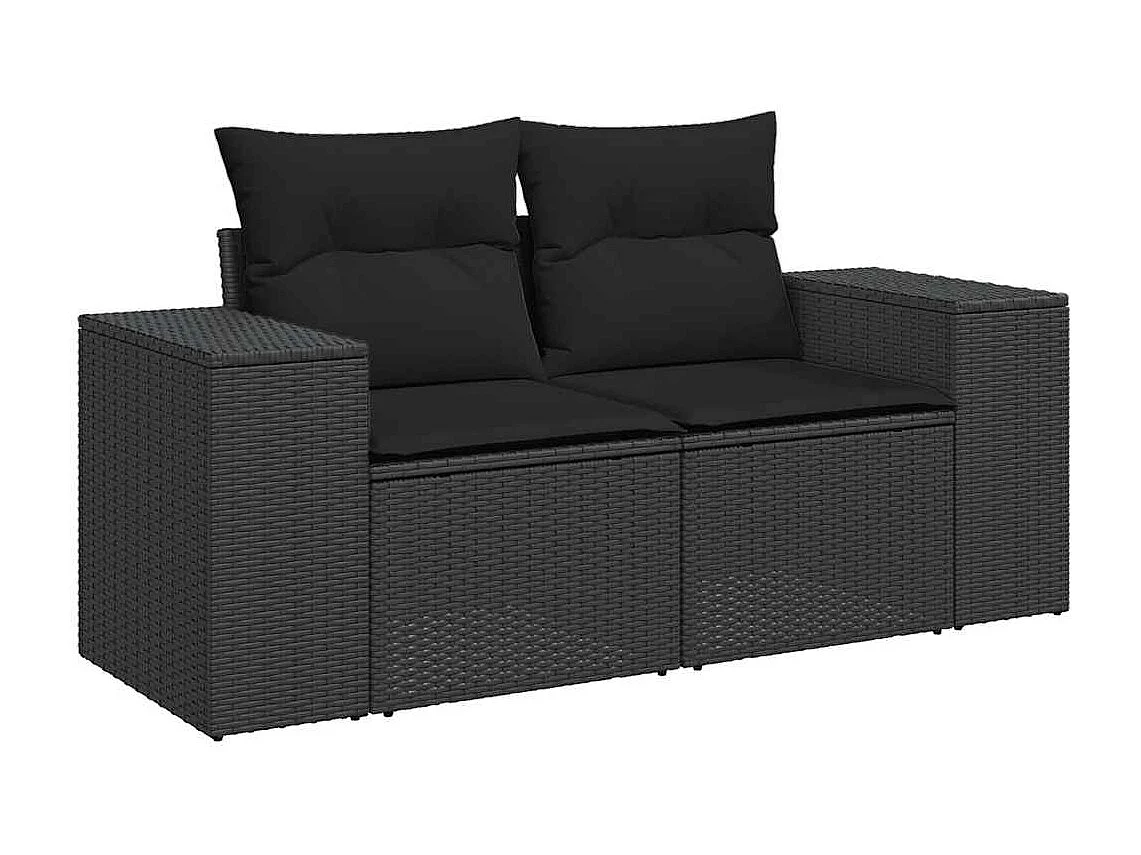 Garden Furniture - Set Divani Giardino 10pz con Cuscini Nero in Polyrattan Acacia