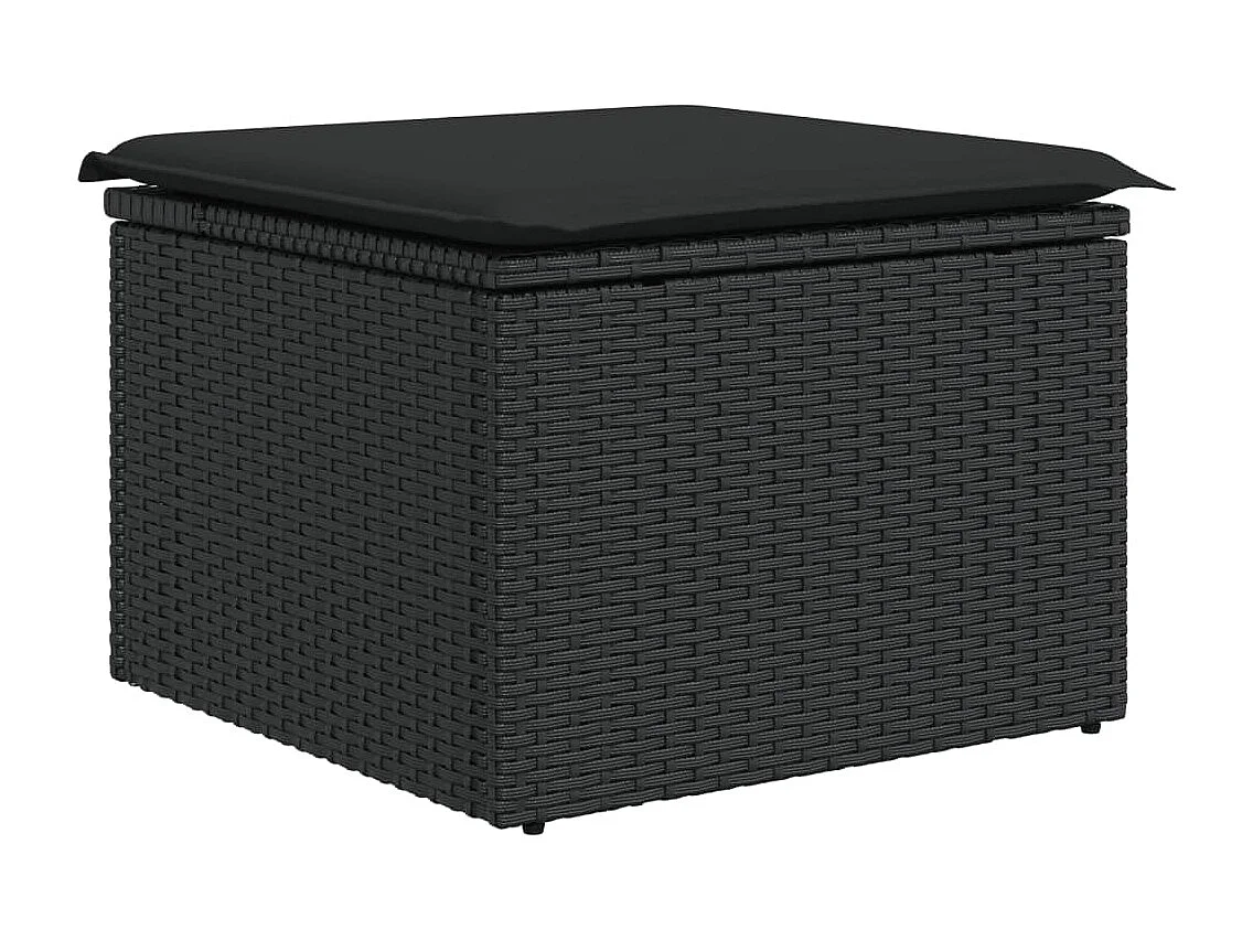 Garden Furniture - 10-tlg. Garten-Sofagarnitur mit Kissen Schwarz Poly Rattan