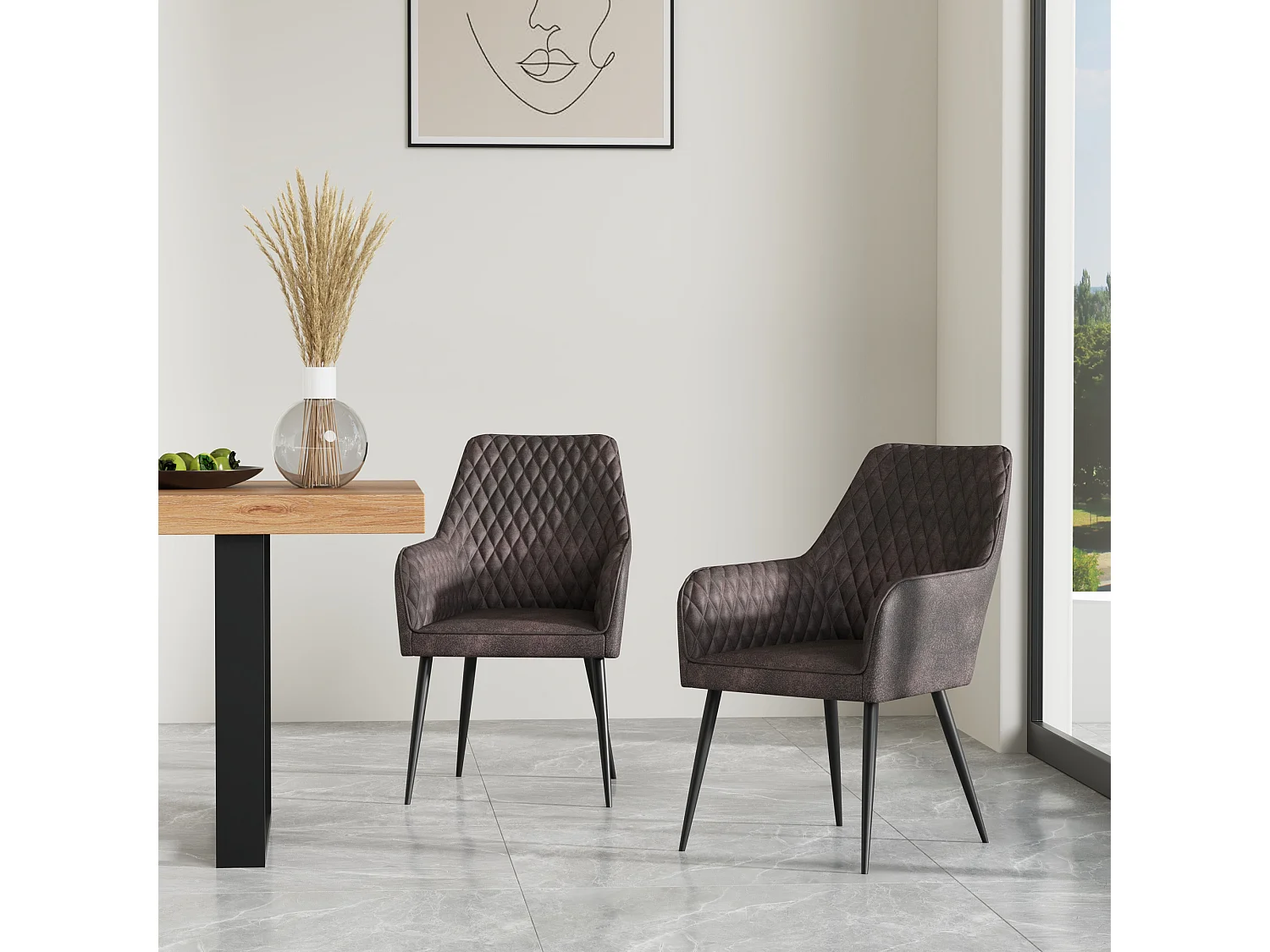 Set Of 6 Ella Technology Fabric Dining Chair