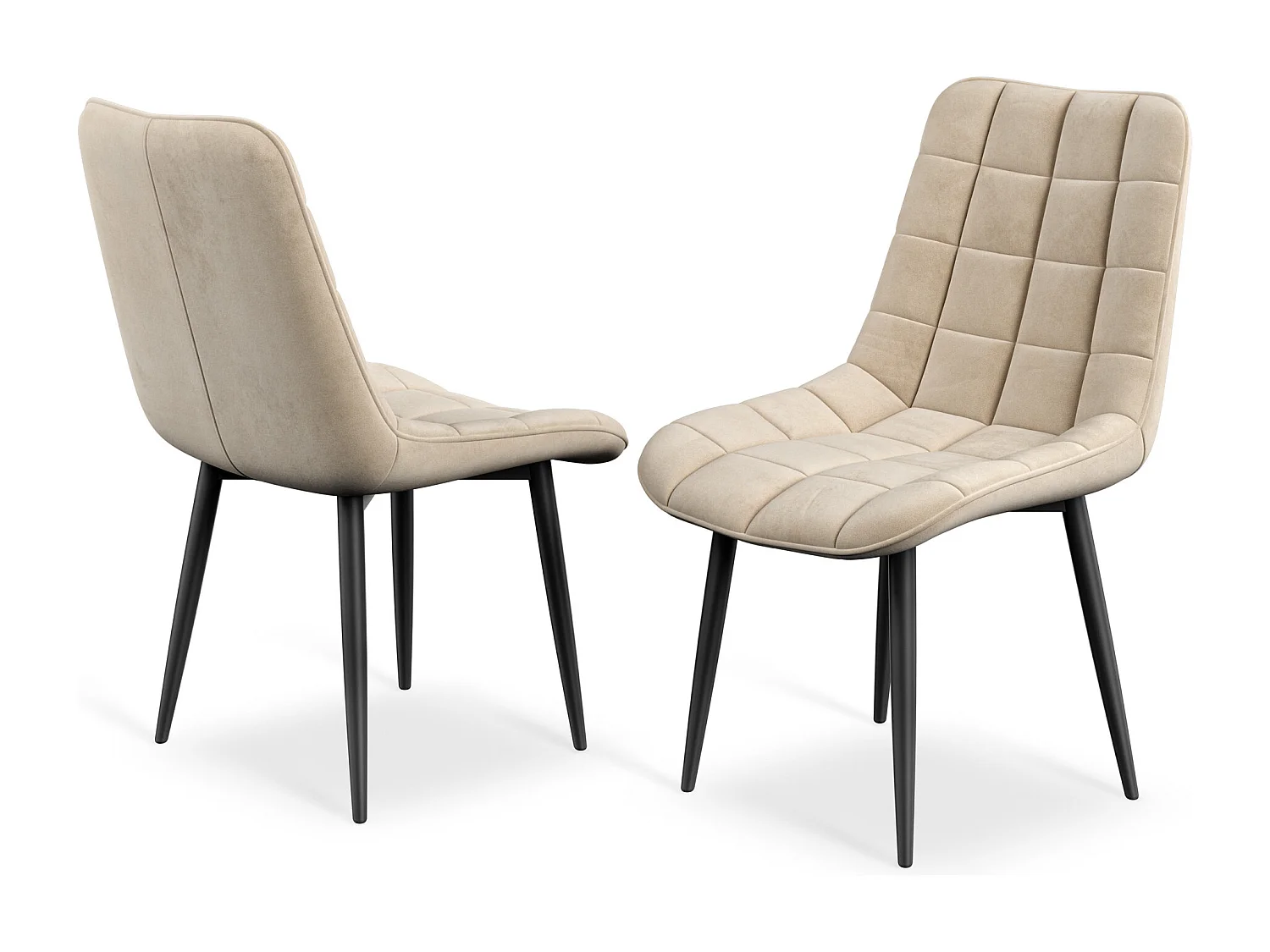 Set of 2 Nova Modern Velvet Dining Chair Padded Seat Metal Legs