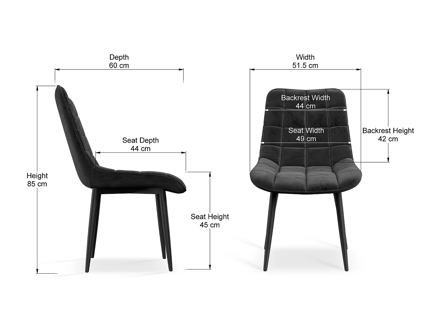 Set of 6 Nova Modern Velvet Dining Chair Padded Seat Metal Legs