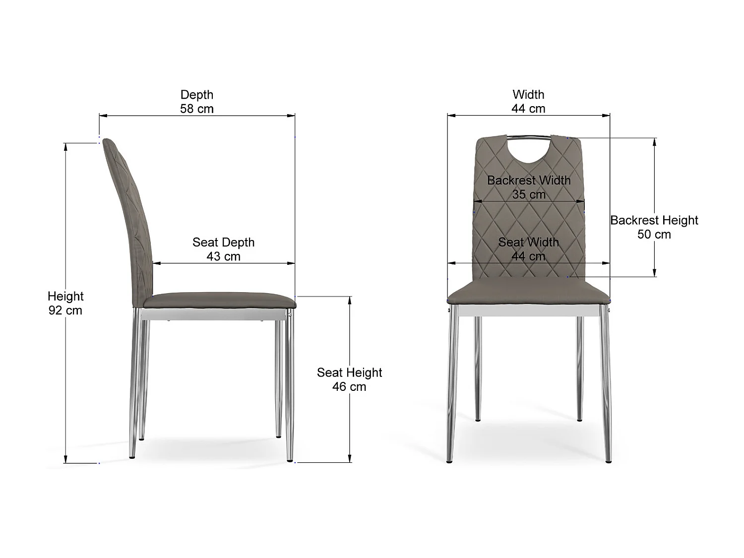 Set Of 8 Monza Faux Leather Dining Chair Modern Padded Seat Chrome Legs Kitchen
