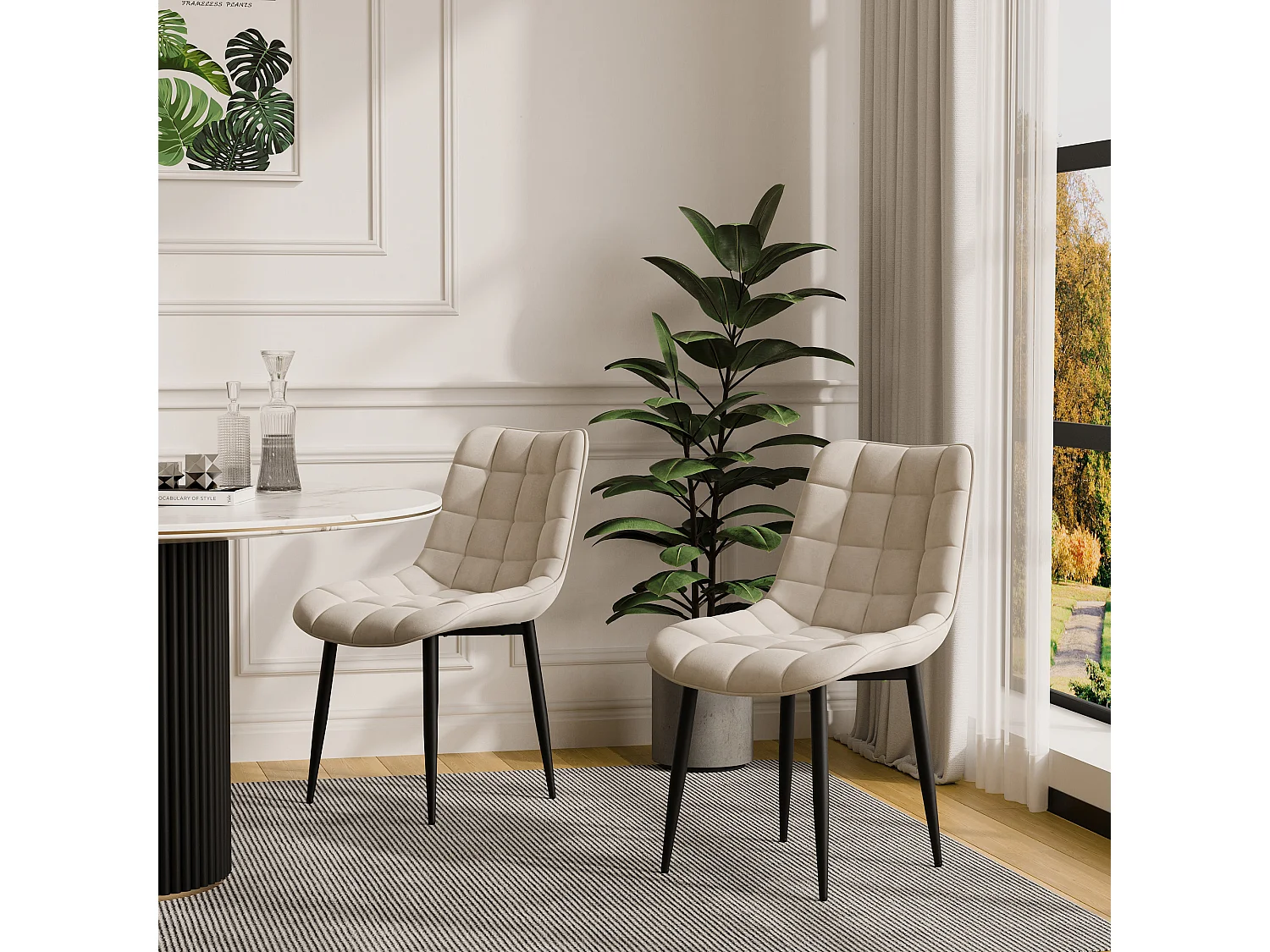 Set of 6 Nova Modern Velvet Dining Chair Padded Seat Metal Legs