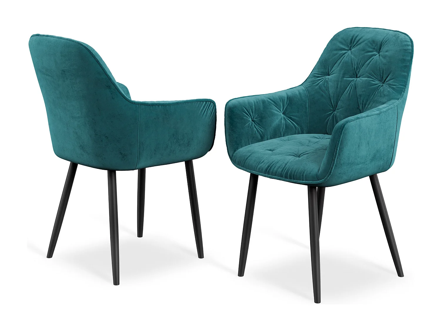 Set Of 4 Anika Modern Velvet Dining Chair Padded Seat Metal Legs
