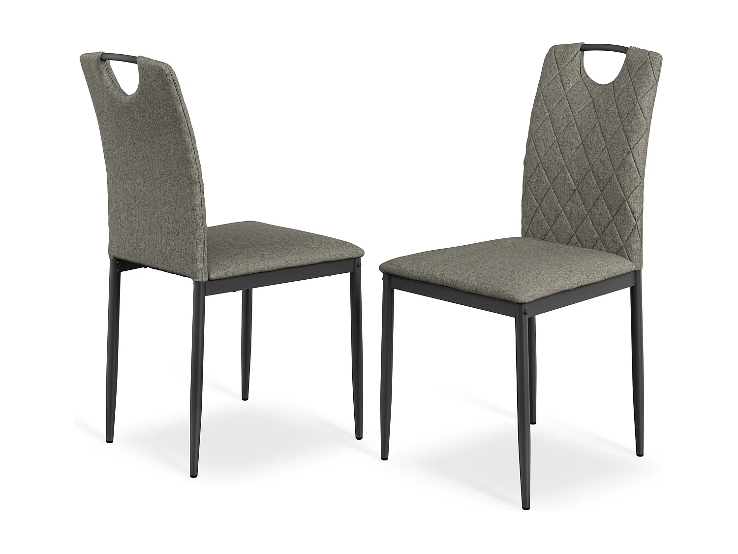 Set Of 2 Monza Fabric Dining Chair Modern Padded Seat Metal Legs Kitchen