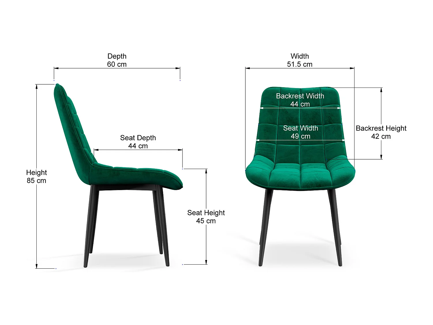 Set of 6 Nova Modern Velvet Dining Chair Padded Seat Metal Legs