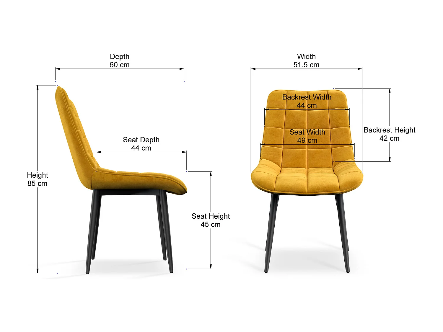 Set of 4 Nova Modern Velvet Dining Chair Padded Seat Metal Legs Kitchen