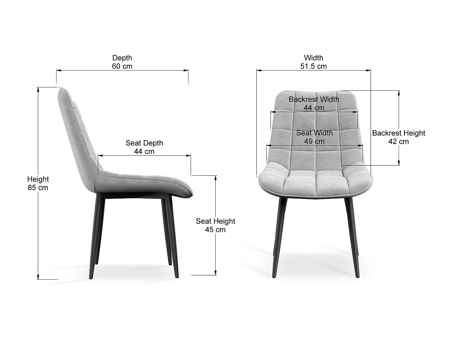 Set of 8 Nova Modern Velvet Dining Chair Padded Seat Metal Legs