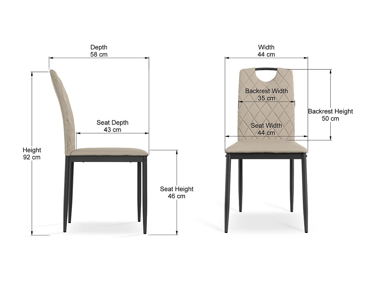 Set Of 4 Monza Faux Leather Dining Chair Modern Padded Seat Metal Legs Kitchen