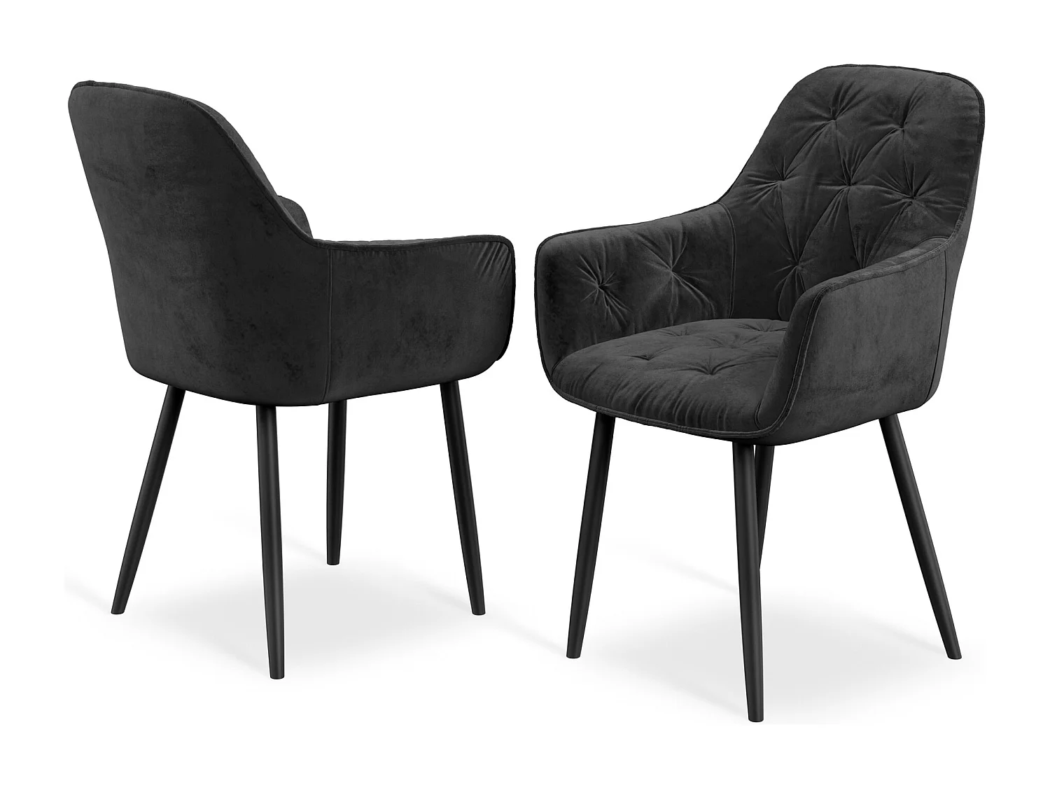 Set Of 2 Anika Modern Velvet Dining Chair Padded Seat Metal Legs