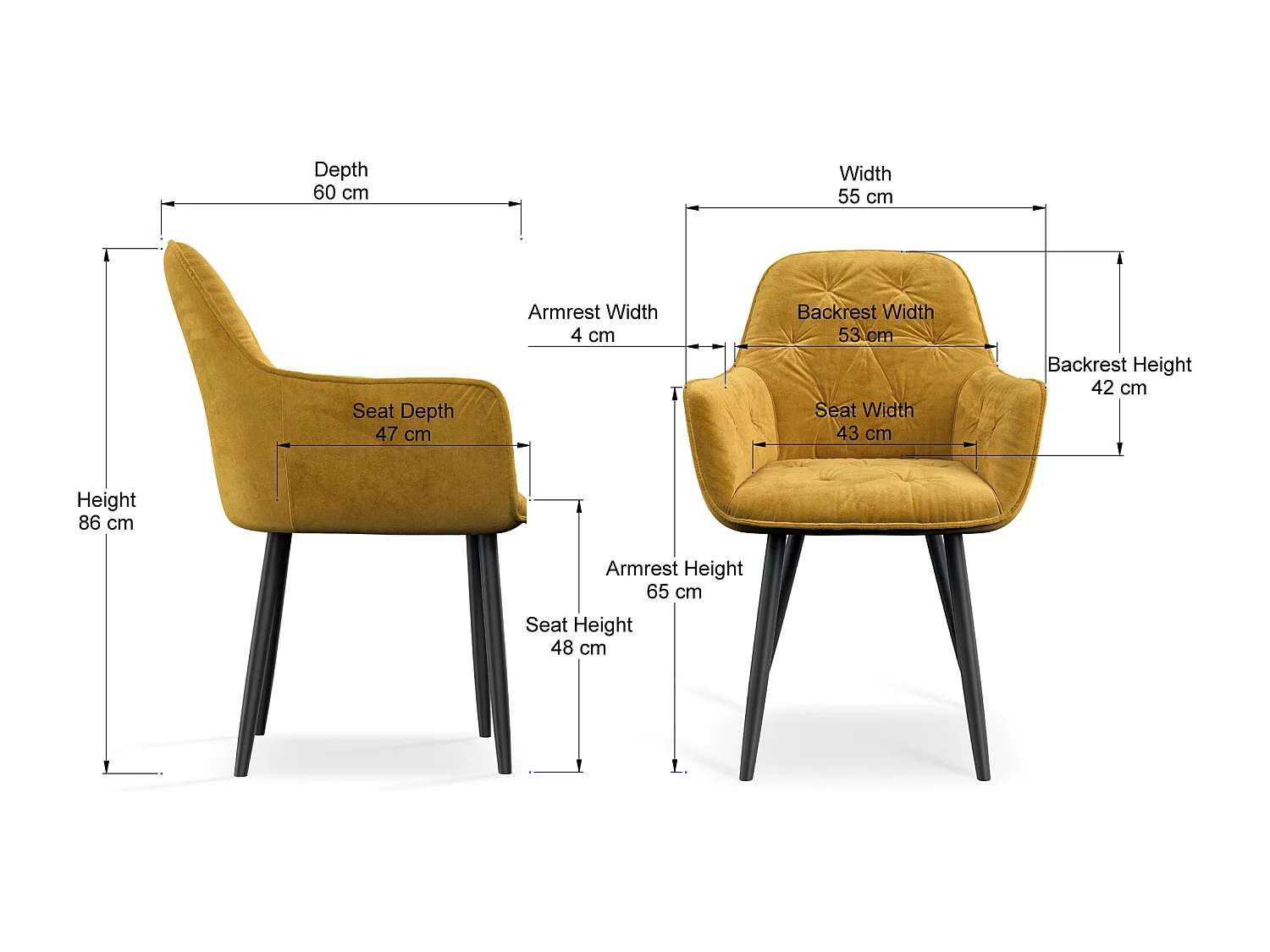 Set Of 8 Anika Modern Velvet Dining Chair Padded Seat Metal Legs