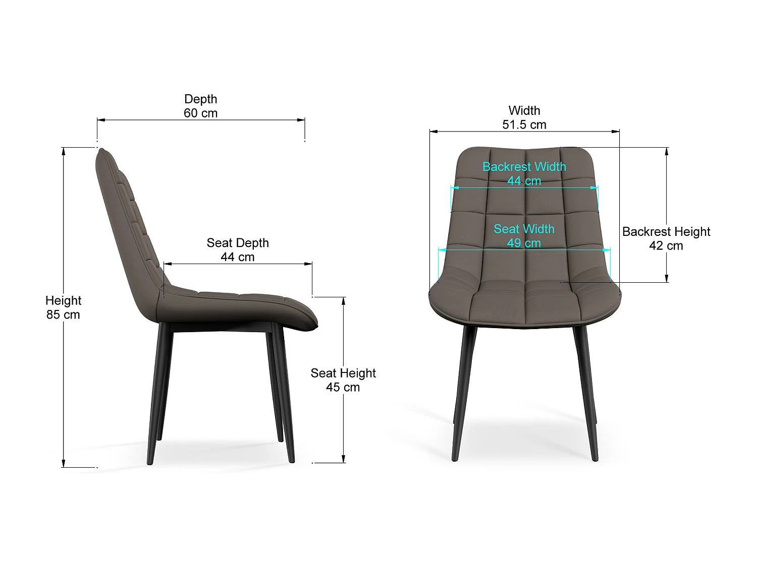 Set of 4 Nova Modern Faux Leather Dining Chair Padded Seat Metal Legs Kitchen