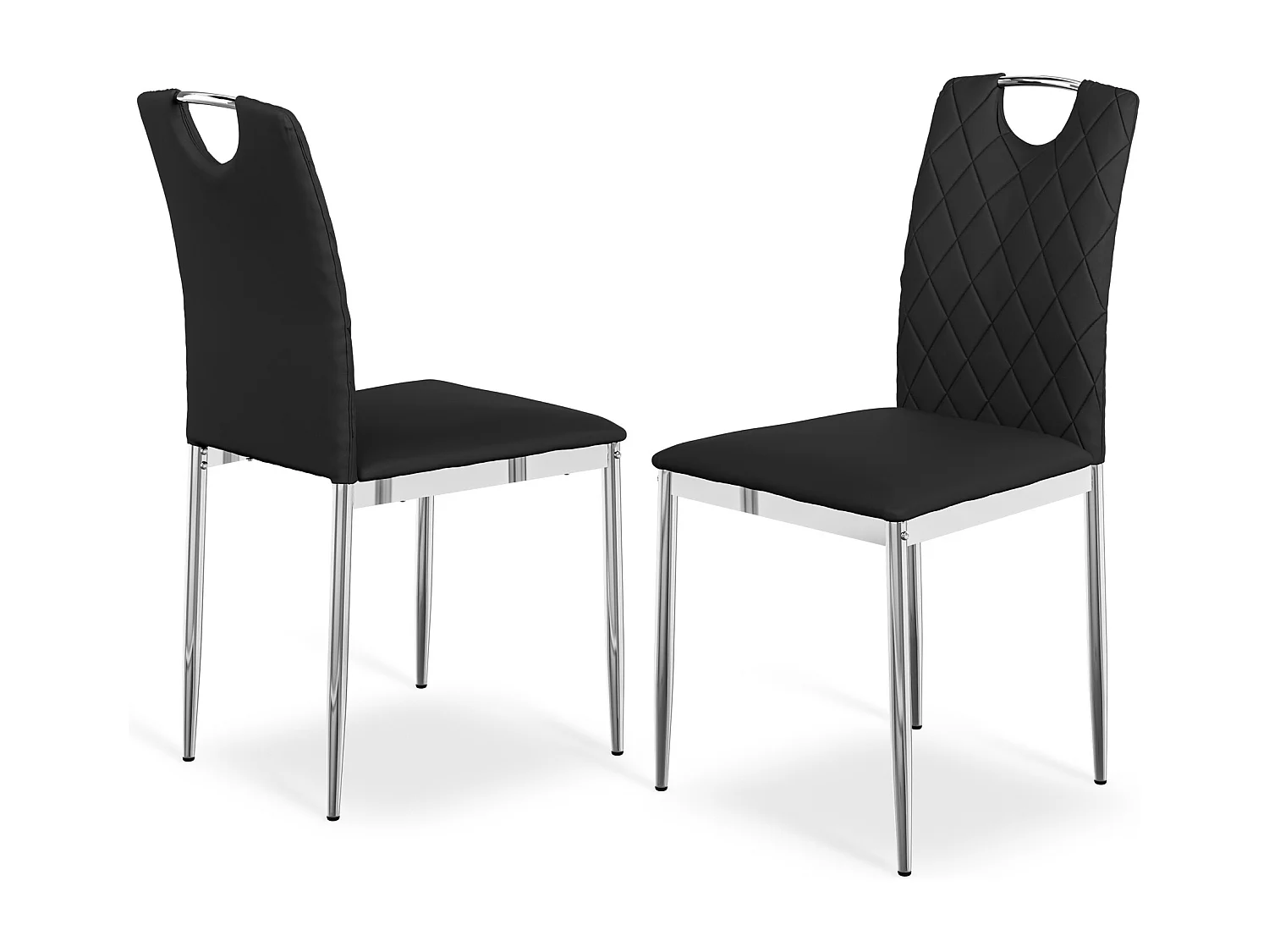 Set Of 2 Monza Faux Leather Dining Chair Modern Padded Seat Chrome Legs Kitchen