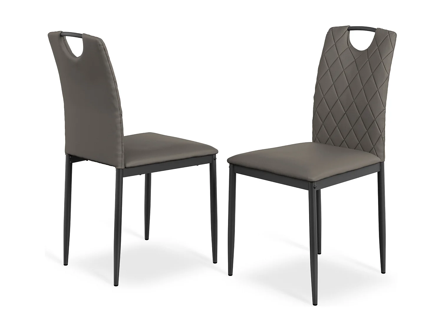 Set Of 2 Monza Faux Leather Dining Chair Modern Padded Seat Metal Legs Kitchen