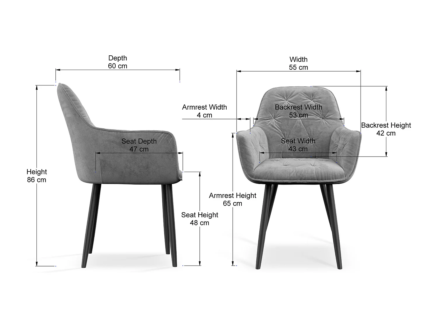 Set Of 6 Anika Modern Velvet Dining Chair Padded Seat Metal Legs