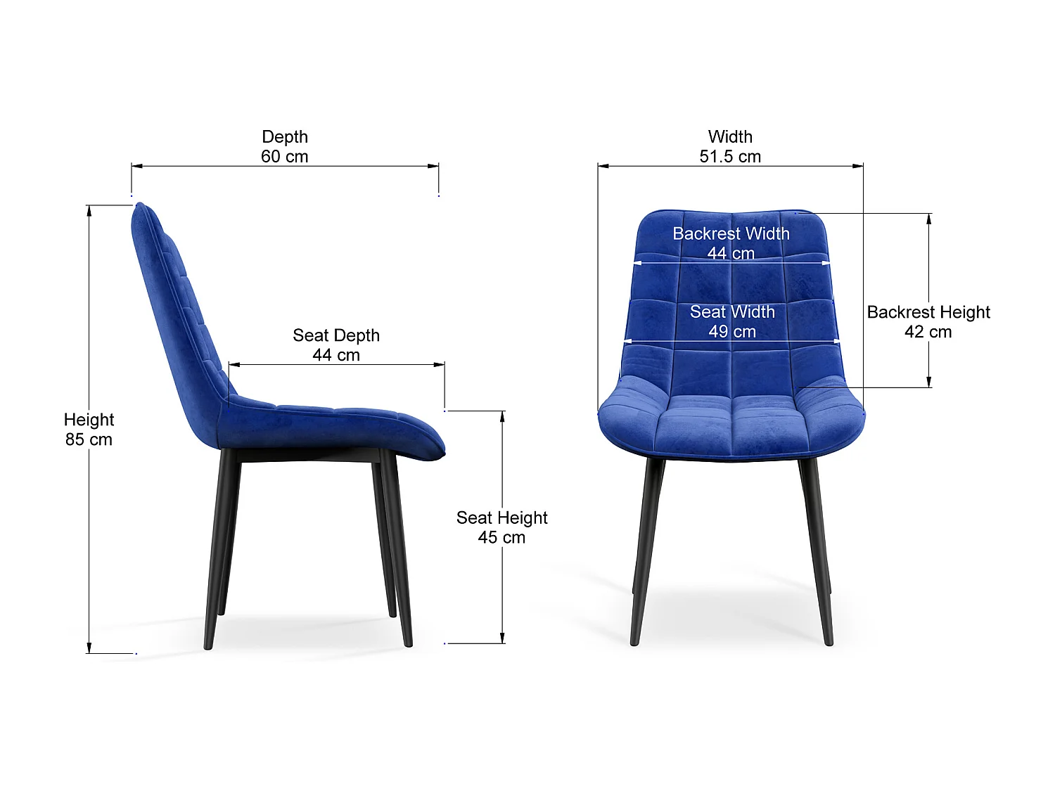 Set of 8 Nova Modern Velvet Dining Chair Padded Seat Metal Legs