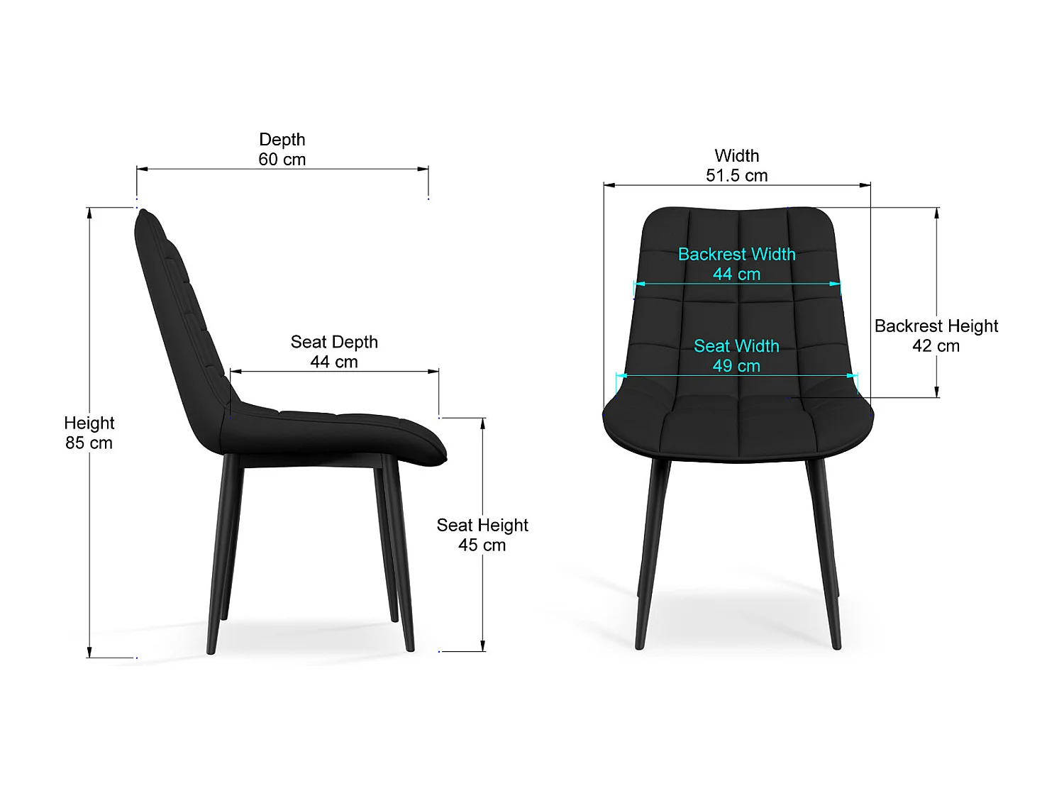 Set of 8 Nova Modern Faux Leather Dining Chair Padded Seat Metal Legs Kitchen
