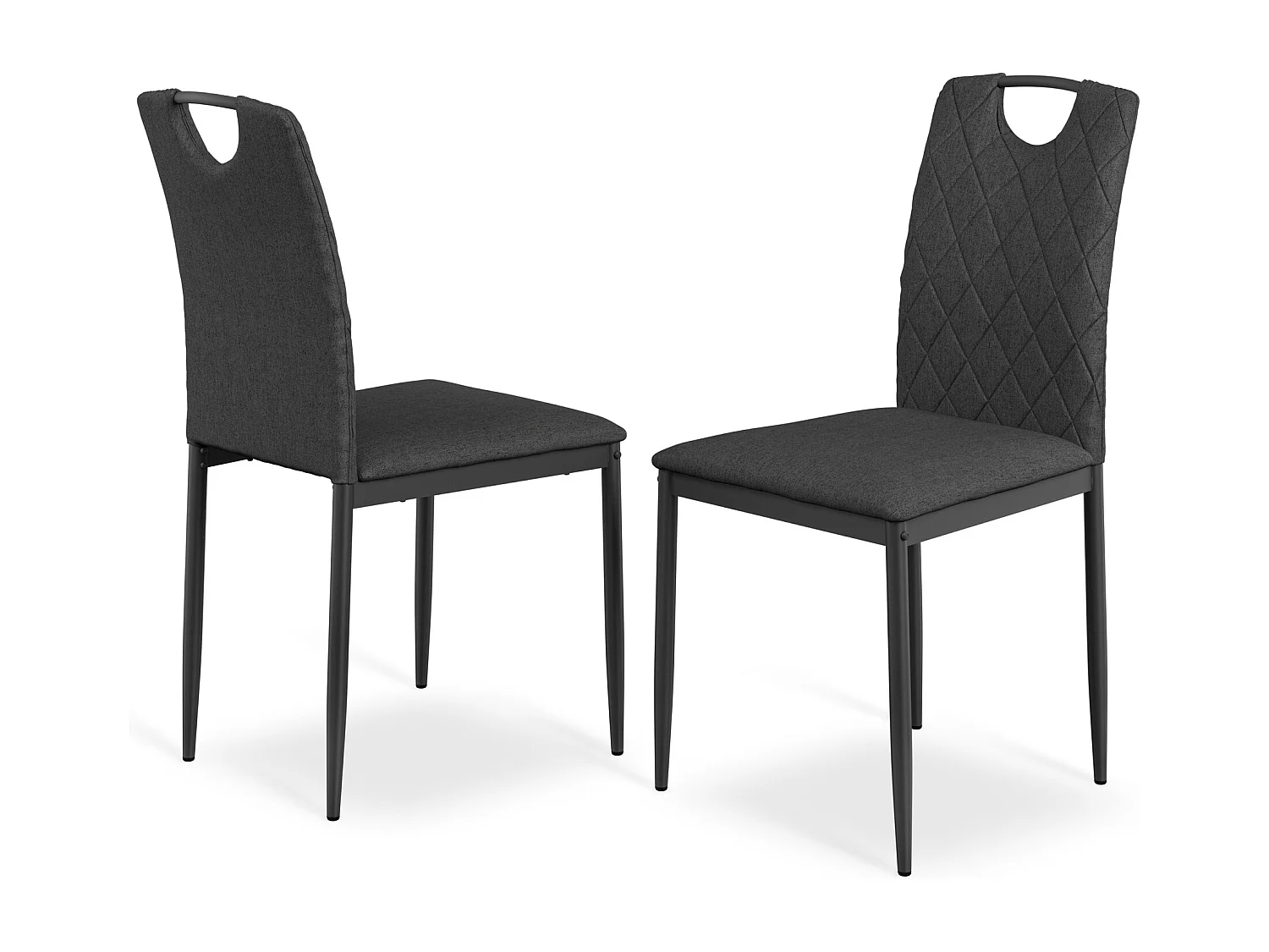 Set Of 2 Monza Fabric Dining Chair Modern Padded Seat Metal Legs Kitchen