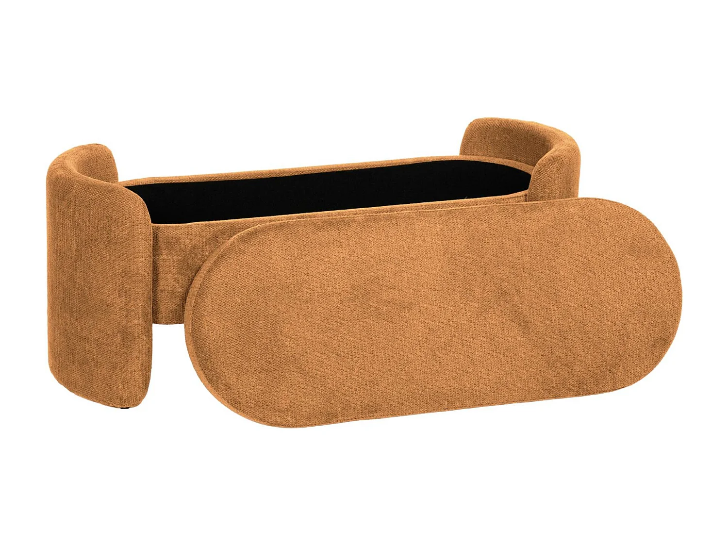 Panca contenitore, fondo letto contemporaneo in tessuto, ruggine