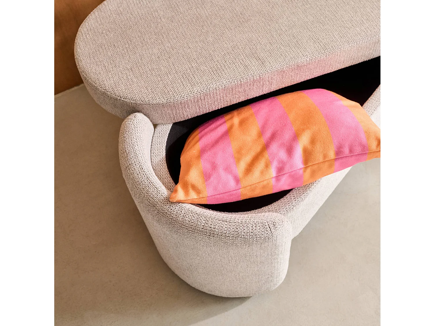 Banco baúl, pie de cama contemporáneo de tela simple gris claro