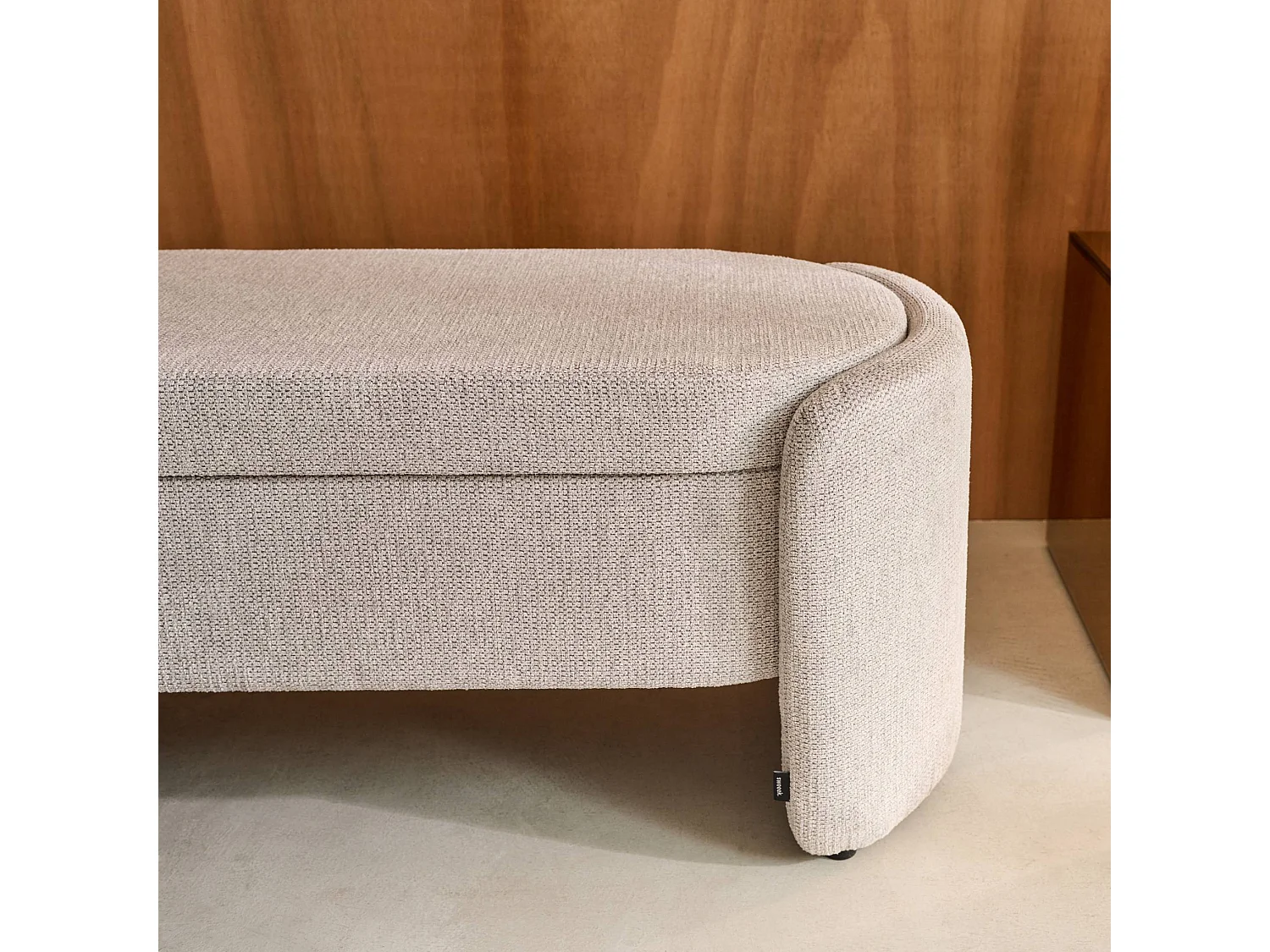 Banco baúl, pie de cama contemporáneo de tela simple gris claro