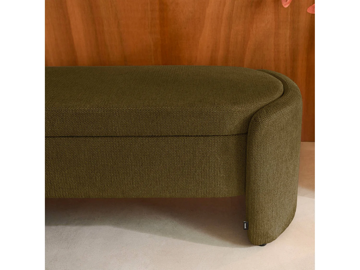 Banco baúl, pie de cama contemporáneo de tela simple verde kaki