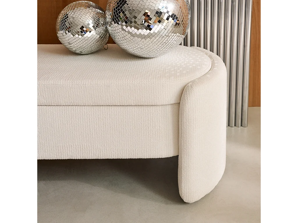 Banco baúl, pie de cama contemporáneo de tela simple blanco